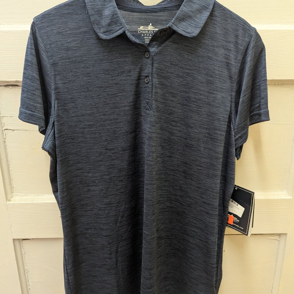 NWT Charles River W's Space Dye SS Polo- Navy - Picture 2 of 2